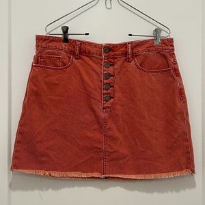PAIGE button-fly burnt orange denim skirt (W 31)